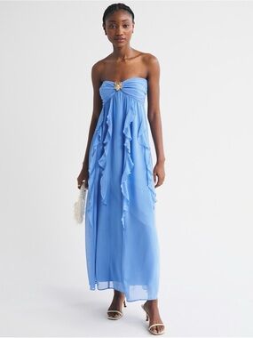 Abercrombie & Fitch Bra-Free Strapless Hardware Maxi Dress